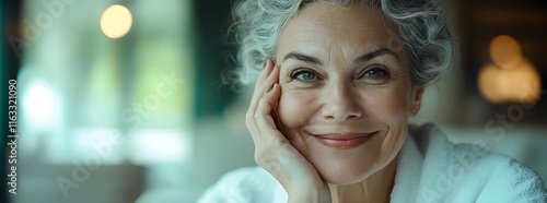 Serene Senior Woman in Bathrobe