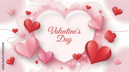 Valentine's Day background or heart background composed of pink heart shapes