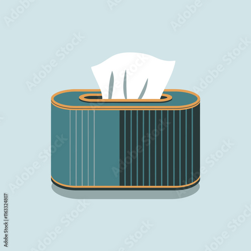 Minimalist Tissue Paper Box and Napkins, Modern Flat Vector Drawing