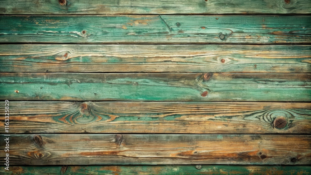 Obraz premium Rustic Weathered Wooden Planks with Teal and Brown Hues