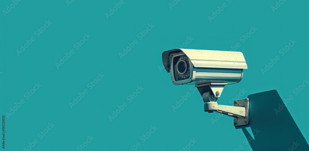 Security Camera on a Teal Wall Security Camera on a Teal Wall