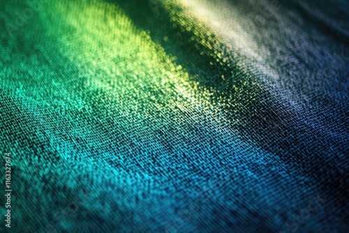 Abstract background with gradient green and blue colors, glowing light effects on the dark texture of cloth fabric or paper surface. Abstract wallpaper design for cover presentation banner.Ai

 photo