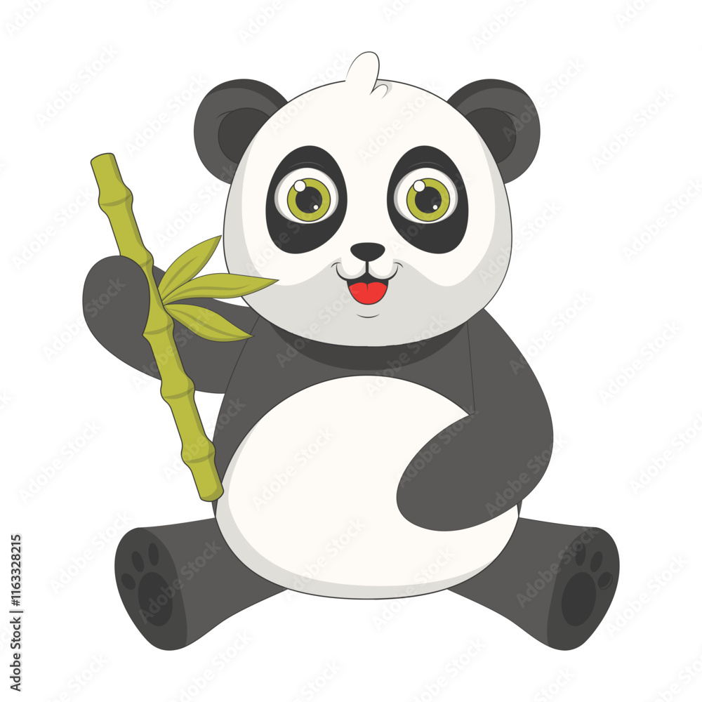 Naklejka premium Illustration of Cute Baby Panda. Isolated on White Background. Vector Cartoon Character