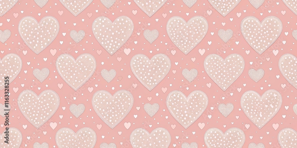 Romantic Pink and White Dotted Heart Pattern Design Romantic Pink and White Dotted Heart Pattern Design