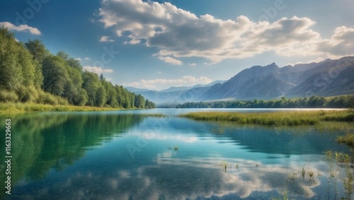 lake and mountains