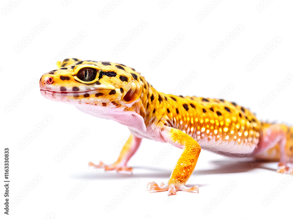 A leopard gecko isolated on a white background A leopard gecko isolated on a white background