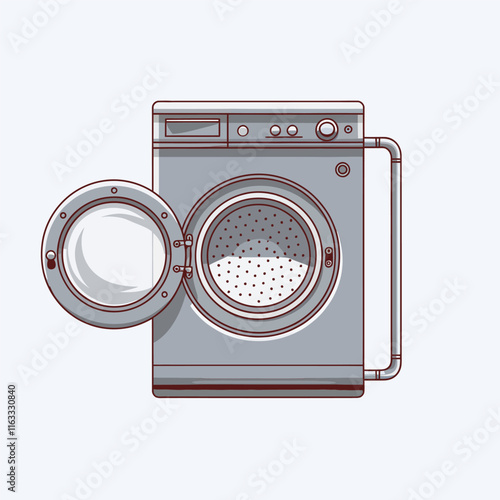 Modern Flat Design of a Washing Machine Vector Illustration on a Solid Background
