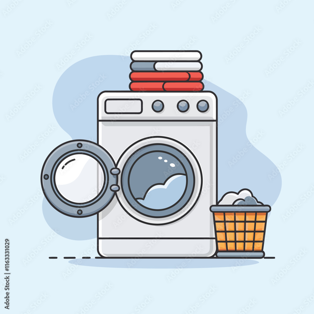Modern Flat Design of a Washing Machine Vector Illustration on a Solid Background
Modern Flat Design of a Washing Machine Vector Illustration on a Solid Background