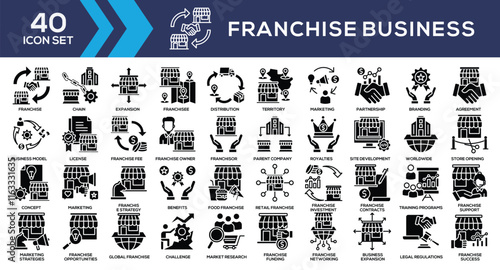 Franchise Business Glyph Icon Collection