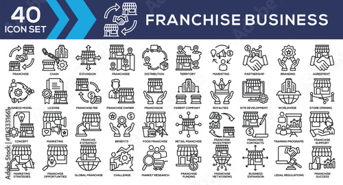 Franchise Business Line Icon Collection
