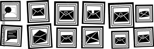 Email Envelope Icon with Notification Badge for Digital Communication , email icon set