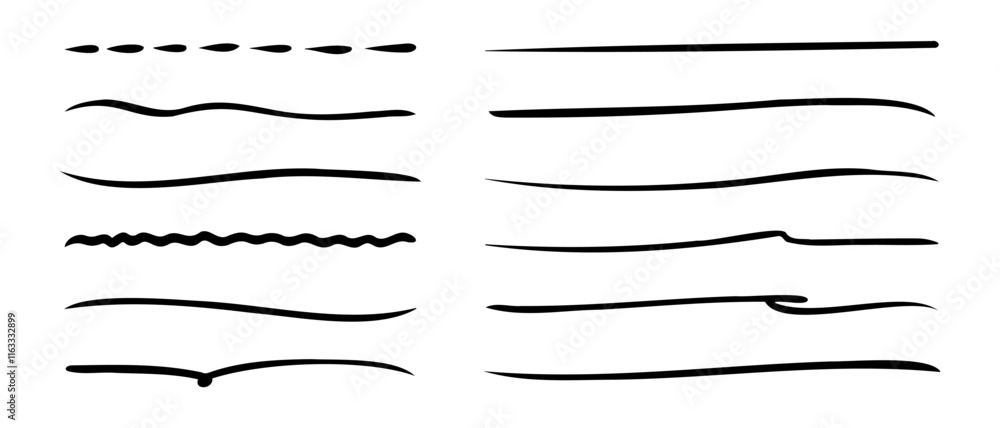 A collection of simple and detailed underline drawings on a white background A collection of simple and detailed underline drawings on a white background