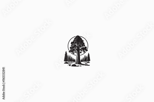Sequoia tree vector silhouette image Adobe illustrator..eps