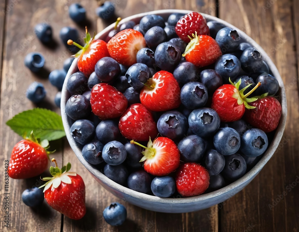 A bowl filled with a variety of fresh berries A bowl filled with a variety of fresh berries