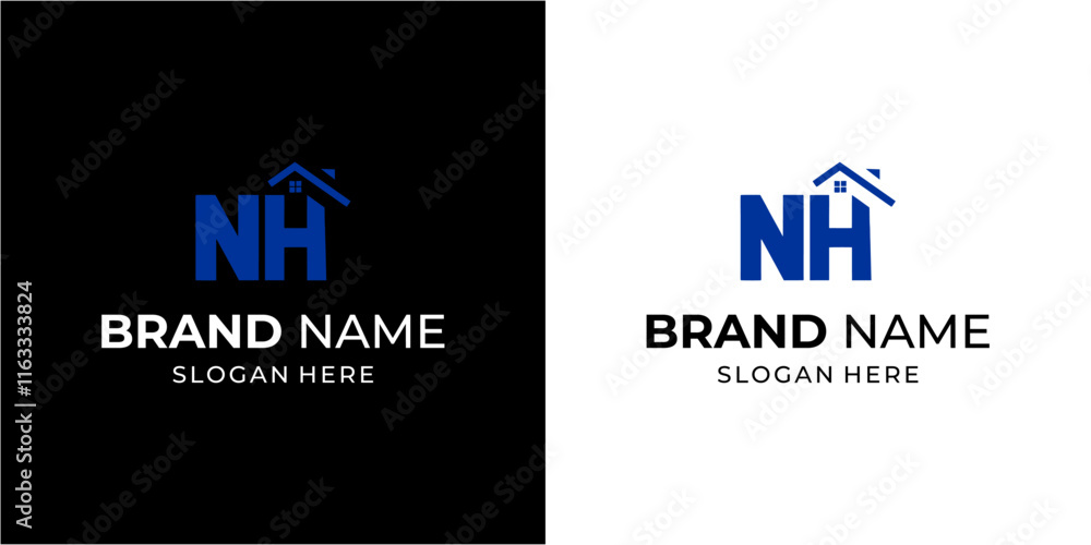 Creative NH Letter Logo with House, Illustration, Design Inspiration, Vector, Icon Creative NH Letter Logo with House, Illustration, Design Inspiration, Vector, Icon