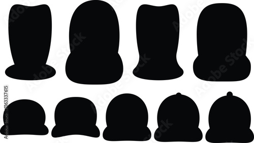 cap or hat set of black silhouettes of vector