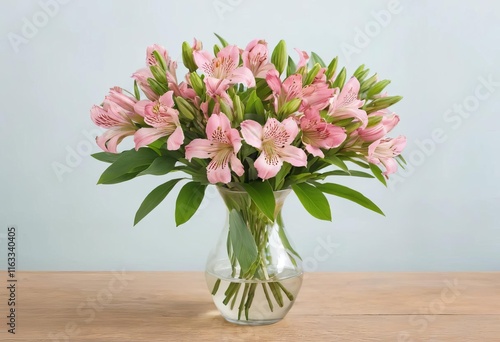 Wallpaper Mural A vase filled with pink alstroemeria flowers Torontodigital.ca