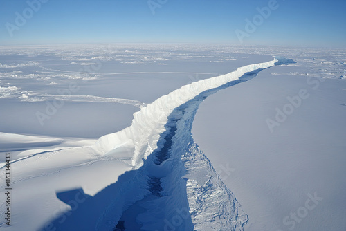 Meltwater stream carving through a polar ice sheet photo