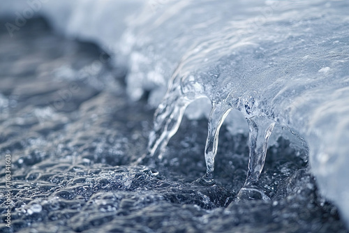 Meltwater stream carving through a polar ice sheet photo