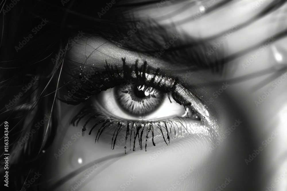Obraz premium Monochromatic Eye: A Captivating Close-Up