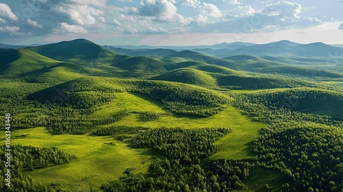 Scenery of Inzerskie Zubchatki mountains in Bashkortostan, seen from the air.  photo