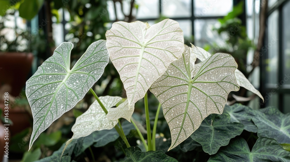Obraz premium White Veined Leaves in a Greenhouse