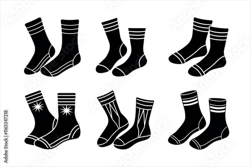 Black and White Socks Illustration Set