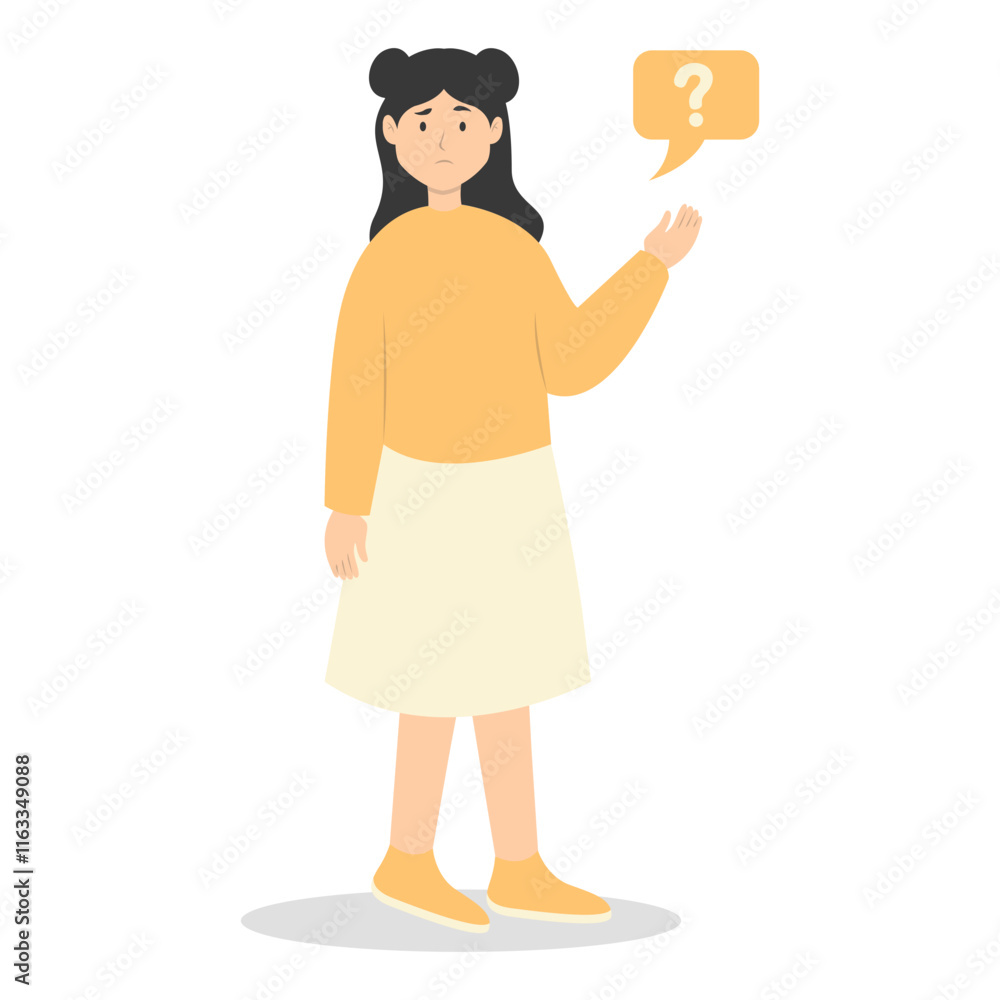 People Think and Solve Question. Confused Situation. Flat Cartoon Vector Illustration People Think and Solve Question. Confused Situation. Flat Cartoon Vector Illustration