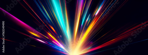 abstract background with colorful rays of light and bokeh effect