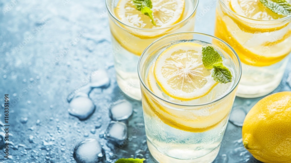 Refreshing Lemonade with Lemon Slices and Mint Garnish Refreshing Lemonade with Lemon Slices and Mint Garnish