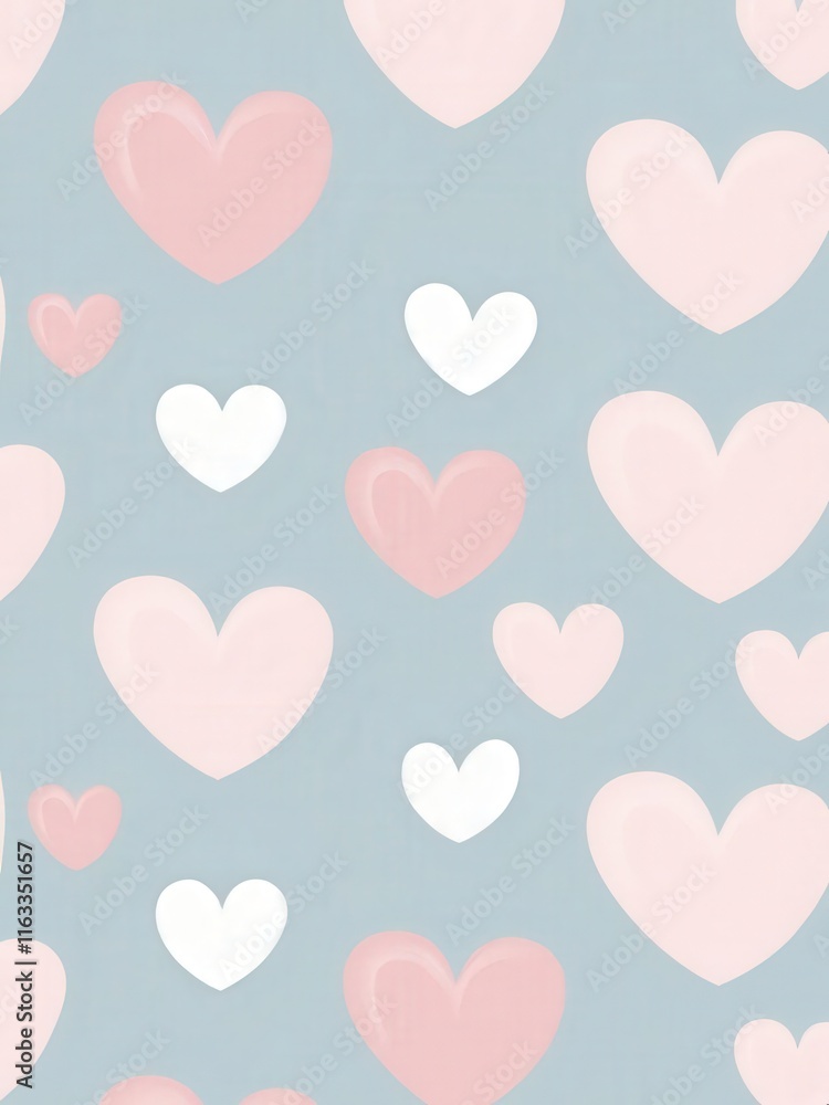 Pastel Hearts Background: Delicate and charming, this Background features a delightful array of pastel pink and white hearts on a soft blue background. Pastel Hearts Background: Delicate and charming, this Background features a delightful array of pastel pink and white hearts on a soft blue background.