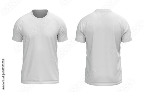 Fotografie white round neck raglan shortsleeve tshirt jersey front and back view