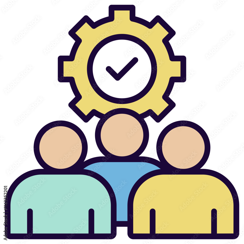 Team Building Outline Color Icon Team Building Outline Color Icon