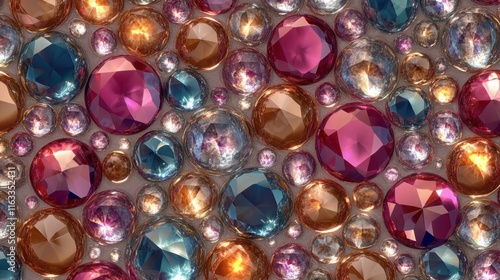 A luxurious seamless design featuring radiant gemstones and delicate metallic details, perfect for elegant compositions