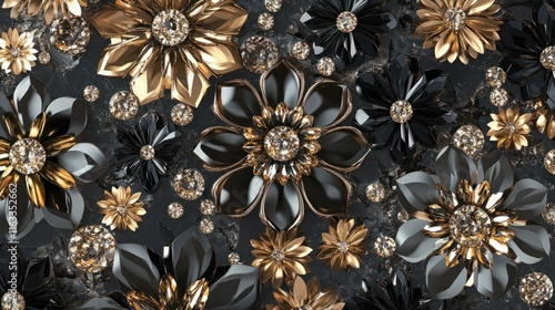A luxurious seamless design featuring radiant gemstones and delicate metallic details, perfect for elegant compositions
