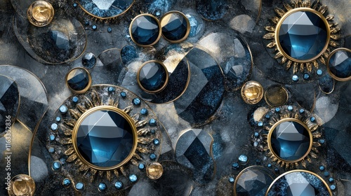 A luxurious seamless design featuring radiant gemstones and delicate metallic details, perfect for elegant compositions