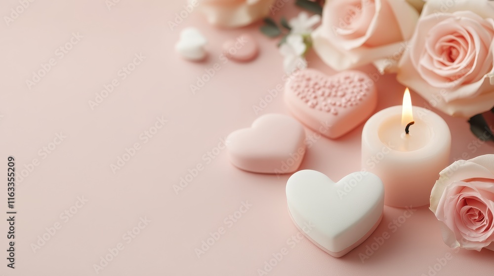 Dreamy Valentines Backdrop with Romantic Symbols of Love Dreamy Valentines Backdrop with Romantic Symbols of Love