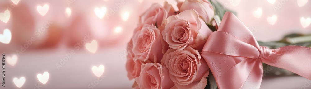 Vibrant Bouquet of Roses Tied with Satin Ribbon for and Romantic Occasions Vibrant Bouquet of Roses Tied with Satin Ribbon for and Romantic Occasions