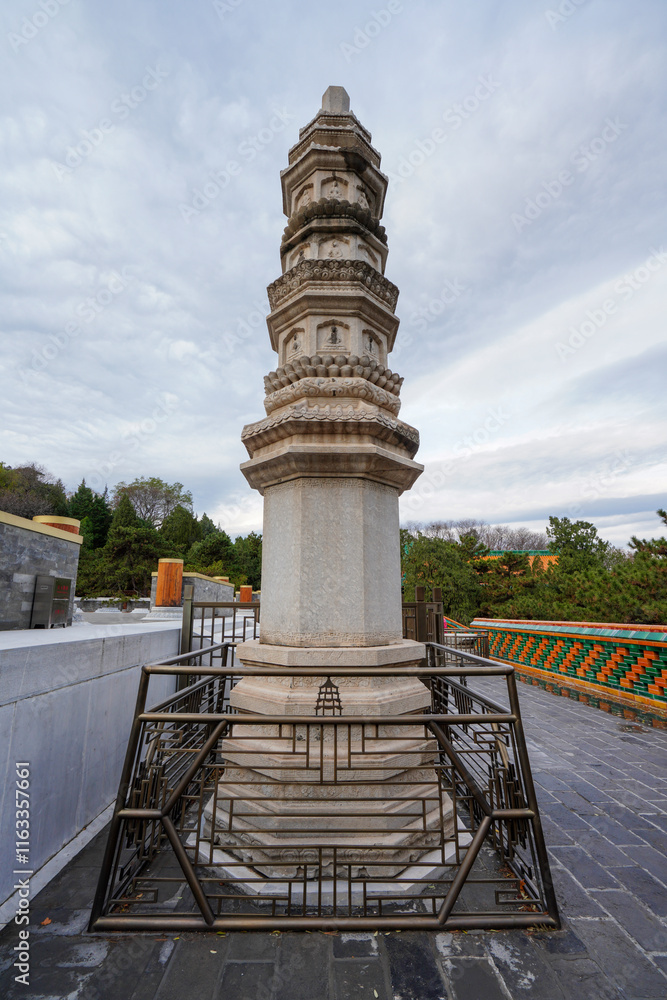 Stone pagoda on the north side of Xumi Lingjing Site, Summer Palace, Beijing.