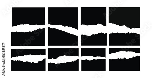 Realistic set of rip-torn page pieces, and scrapbook notepaper texture background