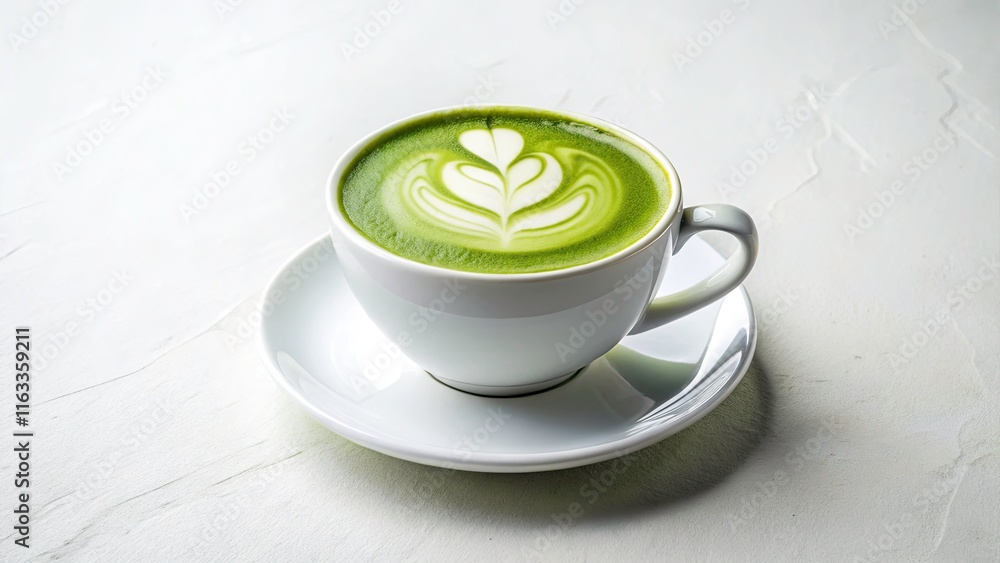 Minimalist Matcha Latte in Cup with Foam Isolated on White Background for Clean Aesthetic, Healthy Beverage, and Coffee Culture Photography Minimalist Matcha Latte in Cup with Foam Isolated on White Background for Clean Aesthetic, Healthy Beverage, and Coffee Culture Photography