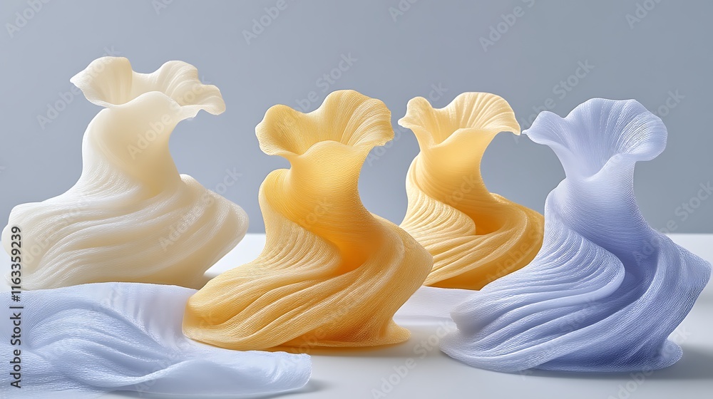 Abstract Sculptures Resembling Flowing Fabric Forms Abstract Sculptures Resembling Flowing Fabric Forms