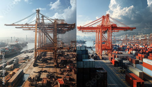 Cargo port before and after modernization photo