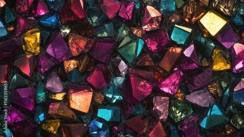 A seamless arrangement of shimmering gemstones in rich jewel tones, forming an elegant and refined background