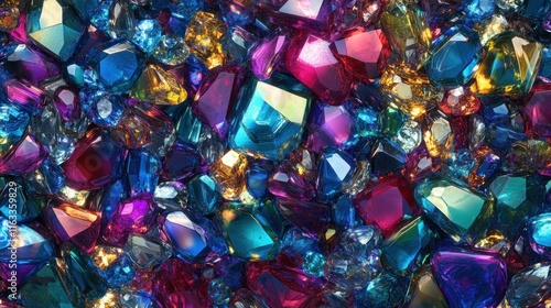 A seamless arrangement of shimmering gemstones in rich jewel tones, forming an elegant and refined background