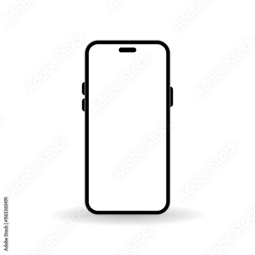 Smartphone mockup template. Phone frame with blank screen icon