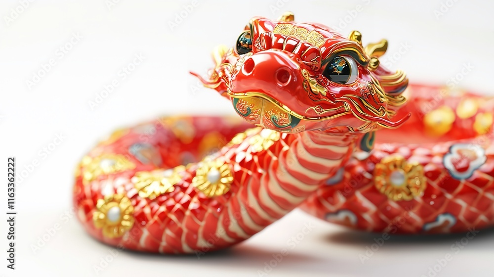 Naklejka premium 3D Chinese Happy Red Snake with Happy Face Lunar