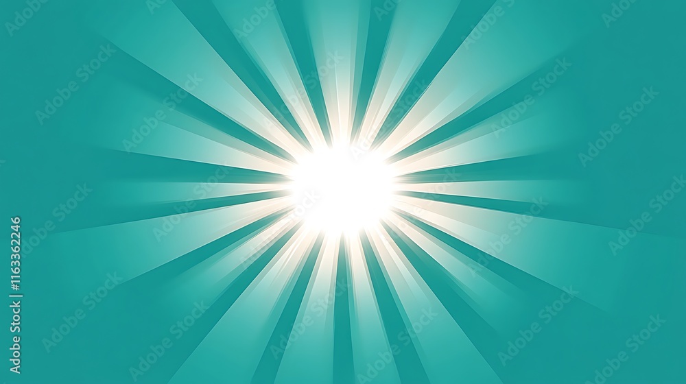 Abstract Teal Rays Emanating From Central Light Source Abstract Teal Rays Emanating From Central Light Source