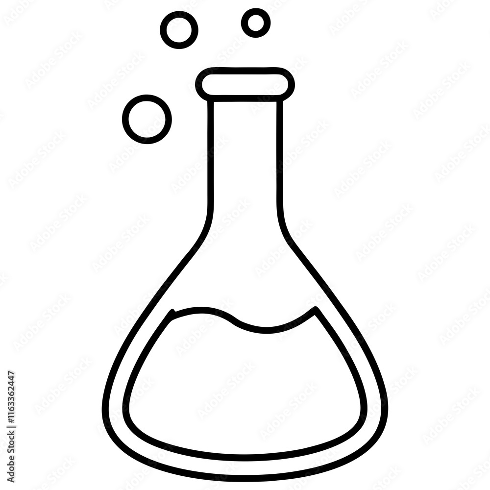 Chemistry Flask Line Art Vector Illustration Chemistry Flask Line Art Vector Illustration
