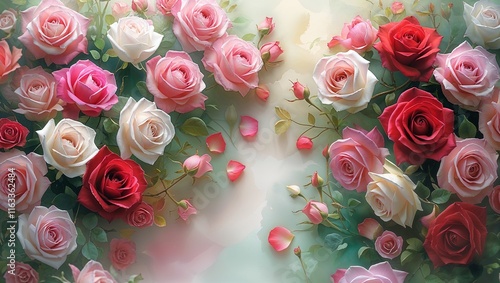 Wallpaper Mural Romantic Beautiful roses background for valentines, wedding, couples Torontodigital.ca